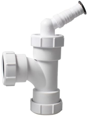 Whychstore Tuyau de vidange en PVC 40 mm en forme de T, connecteur droit à trois voies pour évier de cuisine, tuyau d'évacuation en plastique blanc