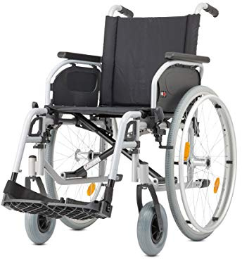 Bischoff Rollstuhl S-Eco 300 Sitzbreite 46 cm Pannensichere Bereifung Duo-Armlehnen Reiserollstuhl Faltrollstuhl mit Steckachsensystem