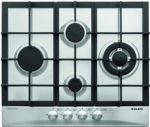 Glem Gaz Cuisinière gaz encastré 4 feux Largeur 60 cm Acier Inoxydable GT645IX