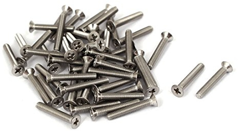 sourcing map 50 Stück Phillips Senkkopfschrauben M2.5x16mm 316 Edelstahl Flachkopf Kreuzschlitz Maschinenschrauben Befestigungselemente