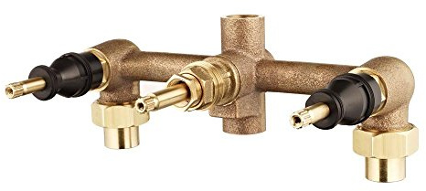 Pfister 00131XA Multi-Handle Tub & Shower Rough-In Valve, 3-Hole Installation, 1/2-Inch Union Inlets, 1/2-Inch I.P. Outlets, Union Nuts Included, Unfinished
