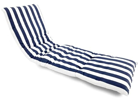 various Cojín para Tumbona Exterior 180x55x8 cm, Colchoneta Acolchada con Relleno de Fibra, Desenfundable con Cremallera, Fijación Elástica Antideslizante para Jardín, Terraza, Piscina y Playa (Azul)