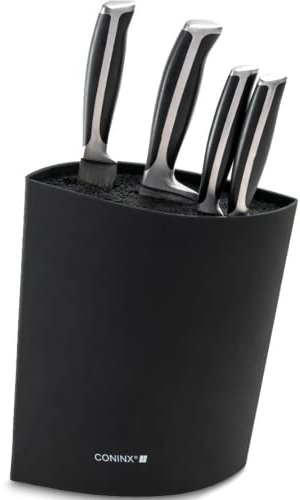 Coninx Messerblock ohne Messer Schwarz - Moderner Messerblock mit flexiblen Lamellen - Universal Messerhalter - Knife Block - Stilvoller Knife Block unbestückt - Erleichtert die Messeraufbewahrung