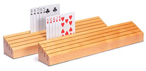Yellow Mountain Imports Extrabreite Spielkartenhalter aus Massivem Buchenholz - 2er-Satz