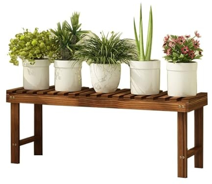 LAIYUTING Pflanzenregale Garten Stufenhölzerner Blumenständer Balkongrünpflanzenständer Wohnzimmerblumentopfständer Gartendekorationsständer (Color : Brown, Size : 78x25x30cm)
