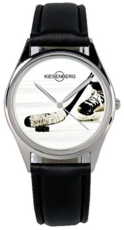 KIESENBERG Armbanduhr Eishockey Eishockeyschläger Puck Wintersport Sport Geschenk Artikel Idee Fan Damen Herren Unisex Analog Quartz Lederarmband Uhr 36mm Durchmesser B-1996