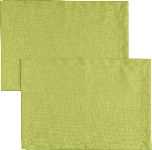 Erwin Müller Tischwäsche, Tischset 2er-Pack Uni, Madrid apfelgrün Größe 35x50 cm - angenehme, weich fließende Qualität, mit hochwirksamer Fleckschutzausrüstung, bügelleicht