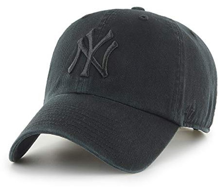 '47 MLB New York Yankees Clean Up Unisex-Baseballkappe, Verstellbar, Hochwertiges Design und Verarbeitung, Black Logo, Black