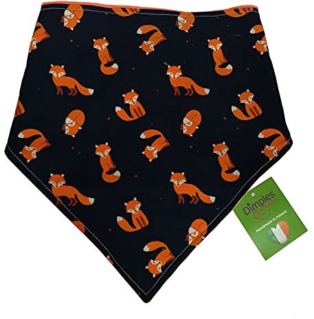 Dimples Hundehalstuch - Füchse schwarz orange - Halstuch für kleine mittlere und Grosse Hunde Welpen und Katzen - Hunde Besitzer Geschenk - Handgemachtes Hunde Accessoire 50cm