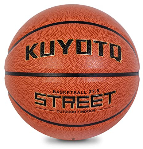 KUYOTQ Kids Youth Street Basketball Outdoor Size 5 Junior Basketball 27.5 Soft Leather Deep Channel Wear Resistant Gifts for Boys and Girls (Orange,Deflated)