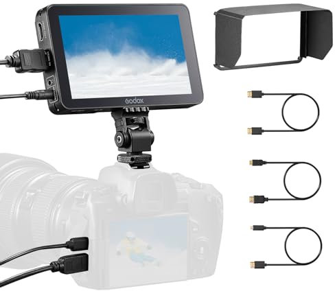 Godox GM6S 4K 1920 x 1080 HDMI 5,5 Moniteur de Caméra Ultra Lumineux, Surmonter Forte Lumière du Soleil, Écran Tactile IPS 1200 nit Full HD, Capot Arrière Métal Silencieux, Étalonnage Couleur REC.709