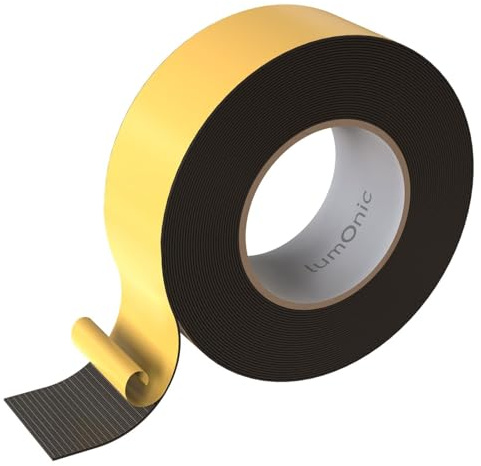 Lumonic 10m EPDM Dichtungsband Selbstklebend 50mm x 1mm | Moosgummi Dichtband für Fenster + Türen | Fensterdichtung, Türdichtung, Gummidichtung zum Kälteschutz