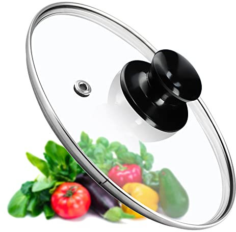 KADAX Couvercle Universel en Verre Pour Casserole et Poêle - Poignée Noire Brillante, Résistant à la Chaleur, Disponible en Différentes Tailles (20 cm)