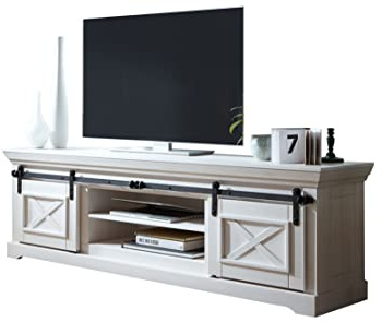 Woodroom TV-Kommode Maribo in Kiefer massiv weiß (BxHxT 189x57x40 cm) Fernsehkommode, TV-Board