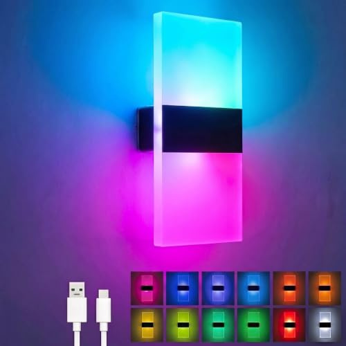 SURPALIG LED Wandleuchte Innen Kabellos RGB, 4000mAh Akku Wandlampe ohne Stromanschluss, Dimmbar mit Fernbedienung, Wandbeleuchtung für Flur Treppenhaus Balkon Wohnzimmer Schlafzimmer Gaming Zimmer