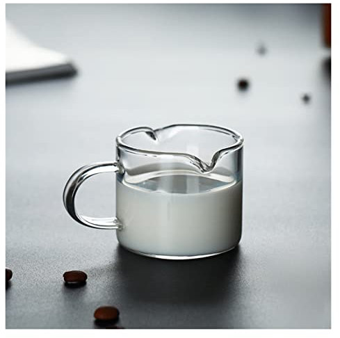 Gravy Boat Set Glass Milk Jug Twin Spout Pouring 70ML Set of 2pcs Coffee Cream Sauce Jug Milk Frothing Jug Pitcher Barista Craft Coffee Gravy Boat with lid (Color : Grey)