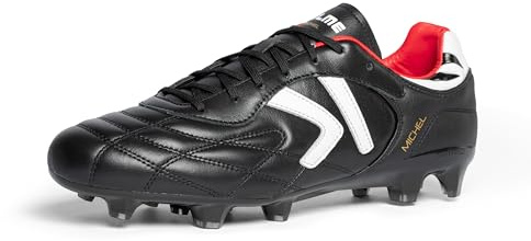 KELME Soccer Cleats Men Pro Calfskin Leather Soccer Shoes Outdoor Firm Multi Ground Football Sneaker Unisex Adult Black, 8.5