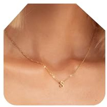 Aidenn Kette mit Buchstaben Klein Anhänger Damen Frauen 18 Karat Vergoldet Initialen Choker Halskette Namen Buchstabenkette Hypoallergene Anfangsbuchstaben S schmuck Geschenke Teenager Mädchen