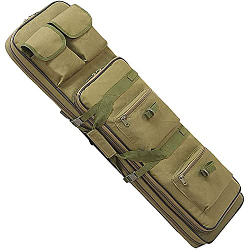 ANSNOW Waffenkoffer Für Gewehre, Airsoft-Gewehrtasche, Doppelter Gewehrkoffer, Weiche Waffentasche, Oxford-Stoff Ist Stoßfest, Sturzsicher, Verschleißfest Und Wasserdicht/Grün/100 cm