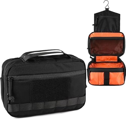 Neceser táctico para hombre, bolsa higiénica, herramientas militares EDC, bolsa de aseo molle, bolsa de cosméticos de camping (negro)