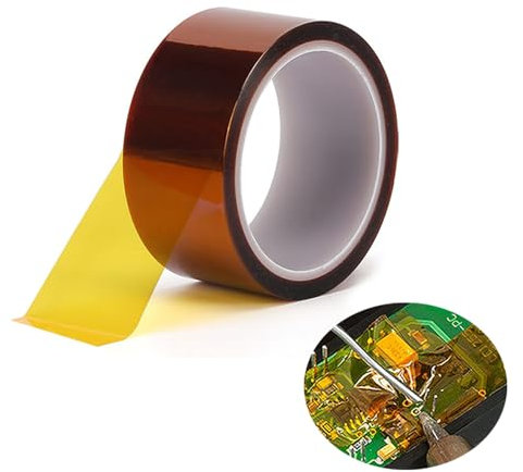 Heat Tape 2 x 30yard, High Temperature Polyimide Tape, 500 Fahrenheit Degree Heat Resisitant Heat Transfer Tape Adhesive Tape for Soldering, Electrical, Masking, 3D Printer Application.