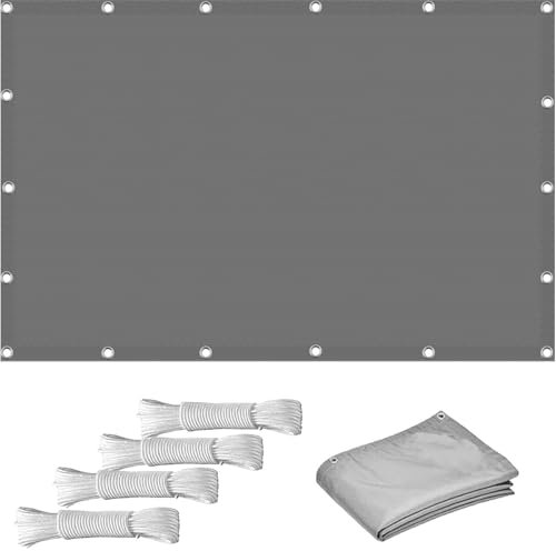 Tenda da Sole per Esterno 1 x 1.3 m Impermeabile Protezione UV 98% Ombreggiante, Vento Recinzione Privacy Vela Schermante Ombreggiante con Fune per Terrazza, Grigio Chiaro