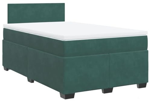 vidaXL Boxspringbett mit Matratze Dunkelgrün 120x200 cm Samt