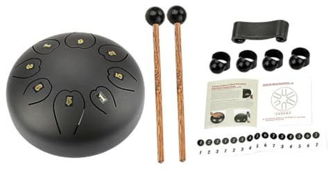 BESTonZON Schwarze Zungentrommel aus Metall und Holz Trommel Kind Musikinstrument für Bildung und Religiöse Zeremonien Langlebig und Formstabil