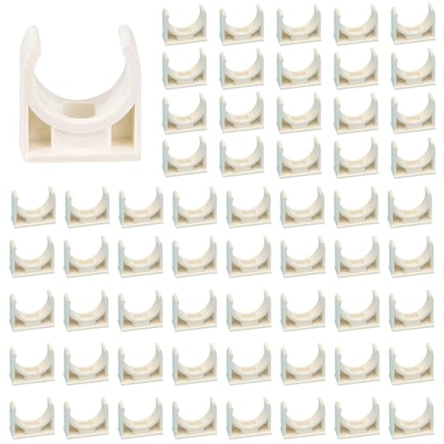 RHQFDM 60 Pièces 20mm Clips de Tuyau en PPR Blancs,Clips Fixes pour Conduits d'eau,Support de Fixation en U pour Tuyaux d'eau,pour les Cuisines,les Salles de Bains,les Piscines,les Jardins