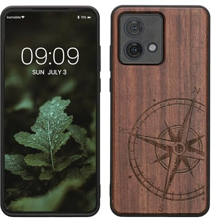 kwmobile Carcasa Compatible con Motorola Moto G84 5G Funda - Funda de Madera con Bumper antigolpes - de Aguja magnética