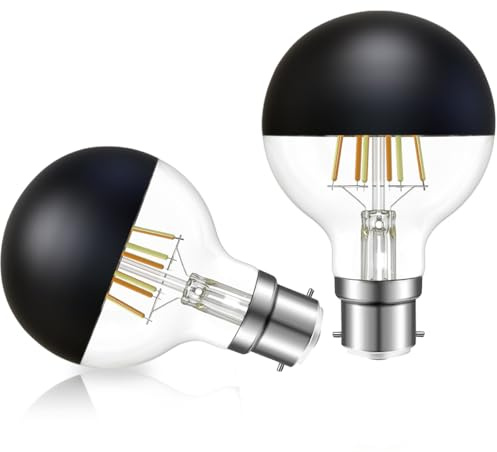 Vanpus B22 Bayonet LED Bulb 6W Dimmable,Warm White ，Half Chrome Black Top