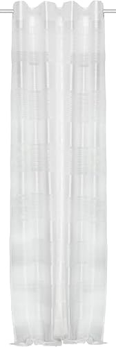 BB-Toy-Trades Fertigschal mit Kräuselband Kombibandschal Gardine Vorhang Fenstergardine gestreift 1 Stück Weiss Halbtransparent mit Querstreifen BxH: 140 x 125 cm