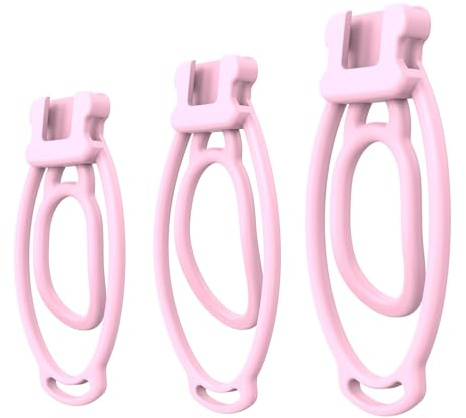 Chastity Clip 3 Pcs Chastity Devices Male Penis Ring Device Cock Cage Chastity Device Sissy Penis Cage Male Trainer Chastity Cage Penis Exercise Sex Toys1 (Pink)