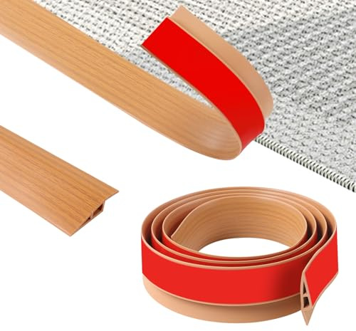ZTOWOTO 200cm PVC üBergangsprofil Selbstklebend, Flexibel üBergangsleiste Boden Rutschfest, Teppich üBergangsschiene für Bodenlückenbelag, Türen, Fliese, Holz (Breite: 5cm-Gelbe Holzmaserung)