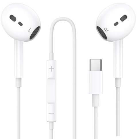 iPhone16 Kopfhörer mit Kabel USB C, USBC Kopfhörer für iPhone 15 Plus/Pro/Max, In Ear Ohrhörer HiFi Stereo mit Mikrofon Kabelkopfhörer für iPad Pro Air Mini/Samsung S25 S24 S23 S22 Ultra A55/Pixel usw