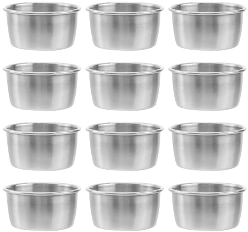 BESTYASH 12 Coupelles à Sauce en Acier Inoxydable Argenté, Robustes | Custards et Sauces, Lot Moderne, Format Compact, Usage Pique-niques et Service Traiteur