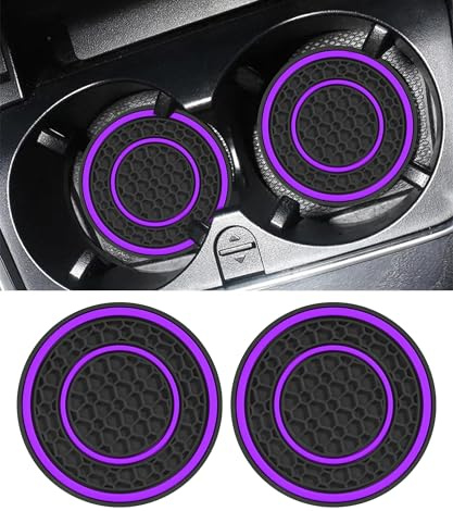 Xibao 2PCS Posavasos Coche,Posavasos para Portavasos,Montaña Rusa de la Copa de Coches,Antideslizante de Silicona Portavasos Coche,Adecuado para la Mayoría de los Autos,SUV (Negro&Púrpura)