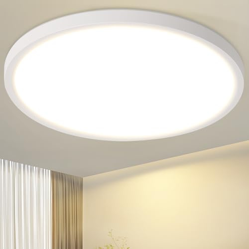 Laittiin Deckenleuchte LED Deckenlampe Schlafzimmer - 30cm Badezimmerlampe | Flach 24W Rund Badezimmer Deckenbeleuchtung 3000K Warmweiß Küchenlampe Flurlampe IP44 Wasserfest Badlampe für Bad Flur Küche