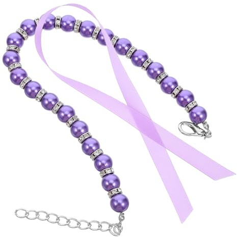 BELLIFFY Hund- och kattpärlhalsband husdjursmycken fluga halsband för katter katthalsband Purple