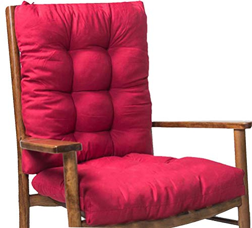 LUCKDANO Cuscino per Sedia a Dondolo da Giardino in Rattan, Set da 2 Pezzi, Cuscino Spesso per Schienale, con Imbottitura in Schiuma di Poliuretano, per Panchine, Altalene, Amache (Vino rosso)
