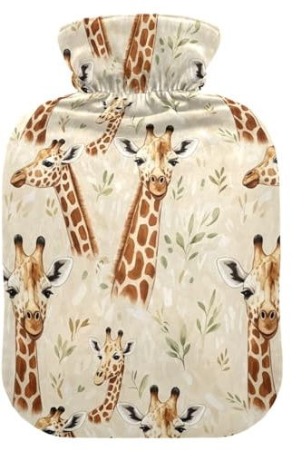 Giraffer brun beige grädde varmvattenflaskor med mjukt hölje varmvattenpåse för varm och kall komprimering medium