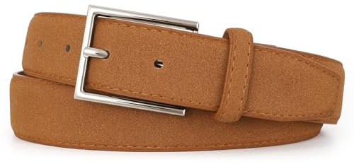 JasGood Wildleder Gürtel für Herren Business Ledergürtel 33mm Breit Freizeitgürtel Formelle Anzuggürtel Herrengürtel für Männer Jeans Hosen