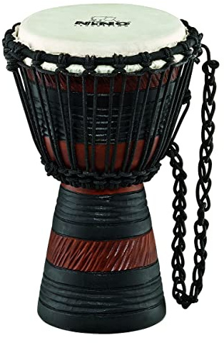 Nino Percussion Earth Rhythm Djembe, Natur (NINO-ADJ3-XS) | Musikinstrument für Kinder ab 3 Jahren, Durchmesser 7 Zoll, Mahagoni