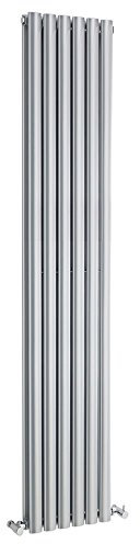 Hudson Reed Radiatore Termoarredo Revive Design Verticale in Grigio Argento - 1800 x 354mm - 1385 W - Colonne Ovali - Termosifone Decorativo di Lusso - Riscaldamento ad Acqua