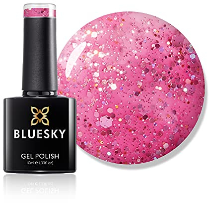 Bluesky Gel Nail Polish, Daddy'S Girl Blz46, Bright, Chunky Glitter, Red, Rose, Long Lasting, Chip Resistant, 10 ml (Requires Drying Under UV LED Lamp)