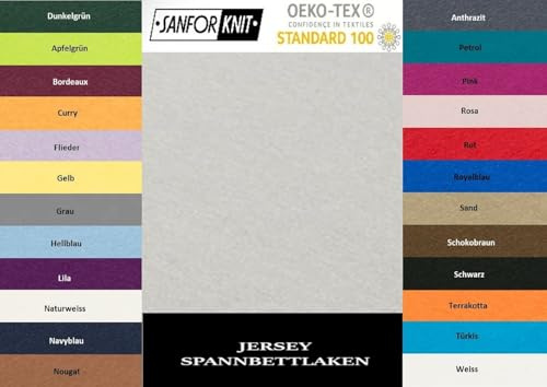 Lenzuolo con angoli elasticizzati in jersey di alta qualità, 100 % cotone, argento, 140 - 160 x 200 cm
