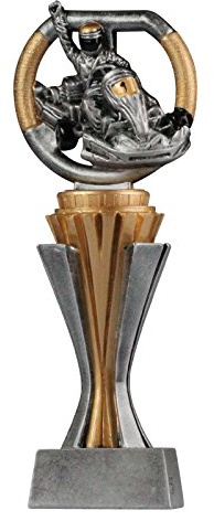 pokalspezialist Pokal Trophäe Kart/Kartsport/Gokart mit Sockel in Gold/Silber Größe S, M und L