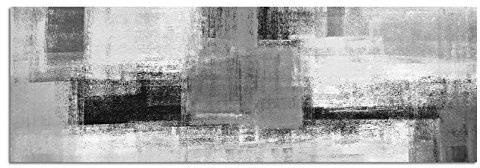 Leinwandfoto als Panorama SCHWARZ/WEISS 150x50cm Kunstmalerei abstrakt grau gelb weiß