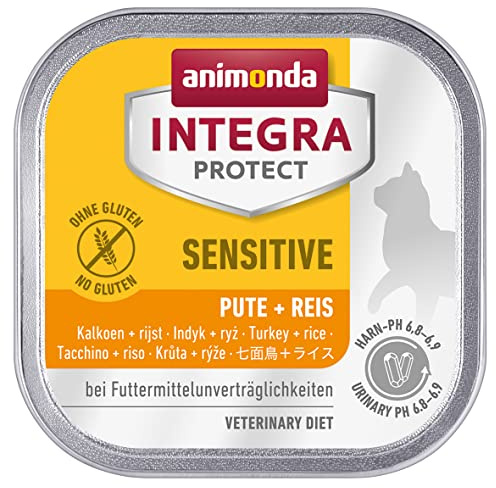 INTEGRA Protect kattfoder våt känslig kalkon ris (16 x 100 g), rekommenderas av veterinären för foderallergi, tilläggsfoder utvecklat med veterinärer, för vuxna katter från animonda