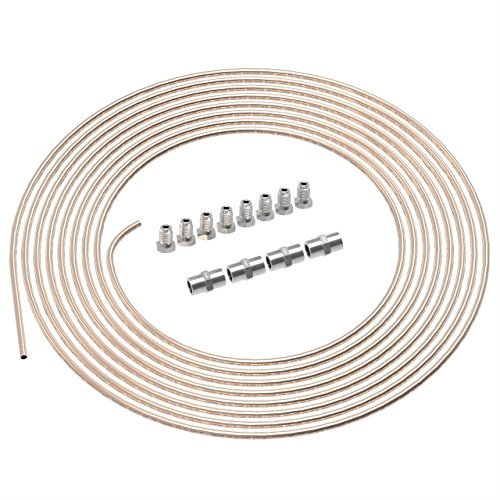 3m Tuyau de Frein Ø 4,75 mm en Cuivre Cupro Nickel + 8 raccords mâles + 4 Connecteurs femelles M10 x 1 DIN 74 234 Kit Freinage 3/16 Tube rigide avec Connexions pour l'évasure DIN collet-battu mâle